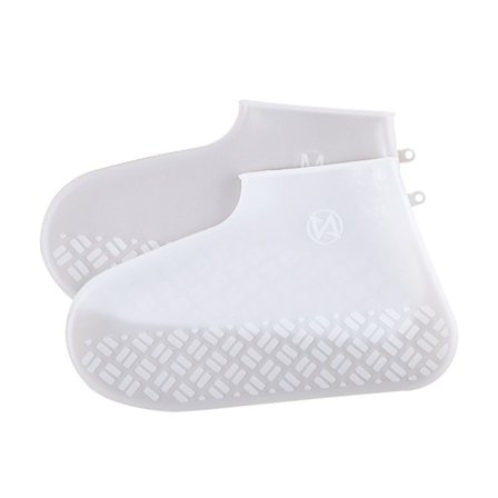 Regnskydd för skor, återanvändbara vattentäta silikonskydd för skor, återanvändbara, lätta att bära för kvinnor, män och barn. Vit (M)