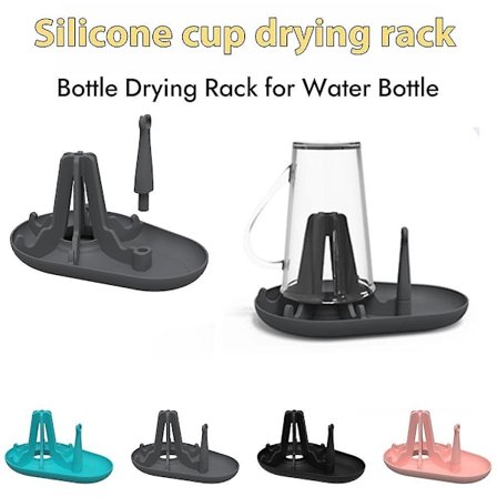 Torkställ i silikon för vinglas/vattenkoppshållare (svart)