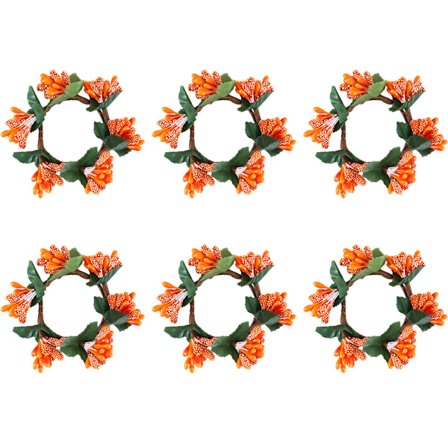 Höst Jul Ljusring för Pelarljus, Set om 6, Passar 4cm Ljus, Ljuskransar, Blomsterdekorationer för Bordsdekorationer & Matbord