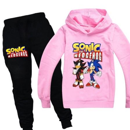Boy Girl Sonic The Hedgehog Hættetrøjer Træningsdragter Toppe+sweatbukser - Perfet Pink 160cm