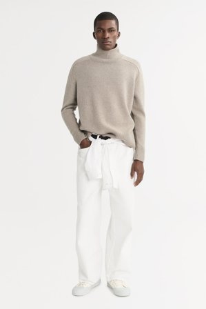 Soft Goat - Men's Turtleneck - Men cashmere sweater - L - Greige