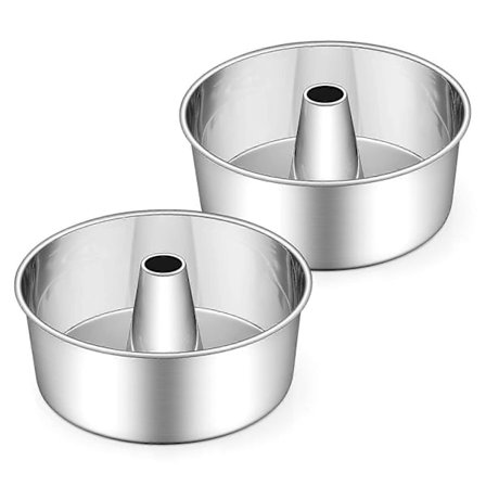 Englemadskageform i rustfrit stål, sæt med 2, 25 cm bageforme til sandkage og desserter