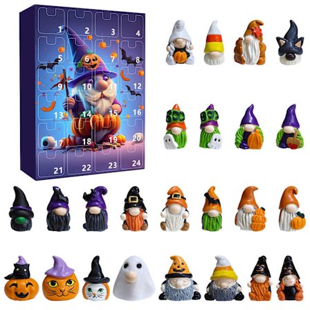 2024 Ny Halloween-Tomte Adventskalender - 24 Dagar Halloween Nedräkning - Söta Mini Tomtefigurer Leksaker Presenter till Barn