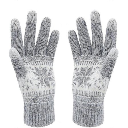 Berøringsskjermhansker med snøblomsttrykk - Vintervarme for kvinner og menn