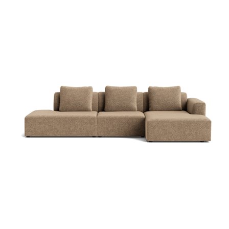 Como Chaiselong Sofa, Højrevendt Open End - Anthology Mørk Beige, Håndlavet, Inkl. Rygpuder - 308x155x83cm - Perfekt som Hyggekrog