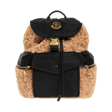Moncler, Faux-fur backpack Zwart, Dames, Maat:ONE Size,stof