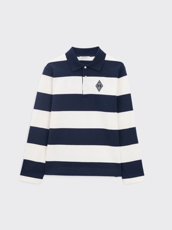 Holzweiler - Rugby Polo Shirt - Navy Stripe - Mens - Extra Large