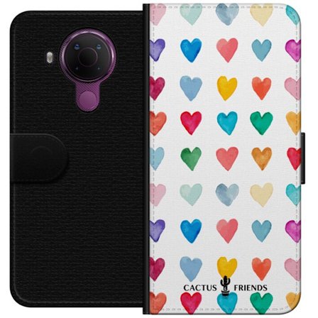 Kompatibelt Lommeboketui til Nokia Nokia 5.4 Cactus and Friends - Watercolor Love Grid