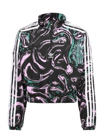 Allover Print Half-Zip Crop Crew Sweatshirt Sweatshirt Trøje Multi/mønstret Adidas Originals