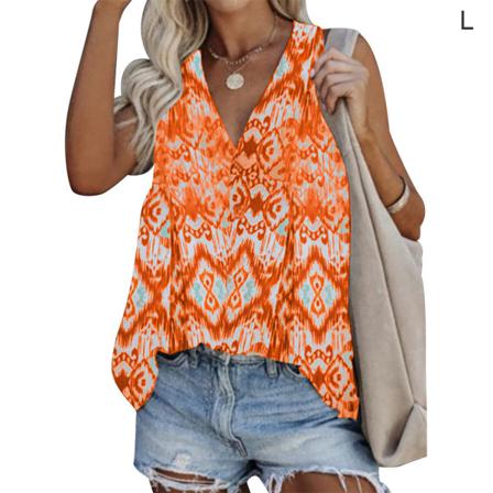 Damväst Printed Linne Ärmlös V-hals Casual