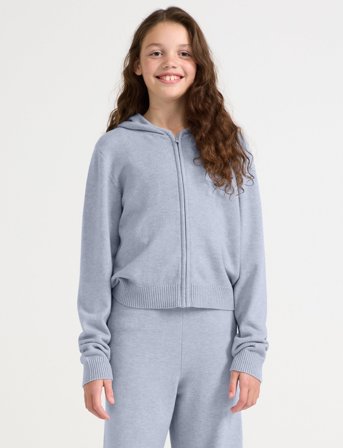 Lindex Knitted Hoodie - Grey - 128