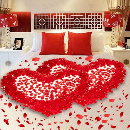 Simulerte kronblad 2000 stykker Simulerte roseblader Håndstrødd