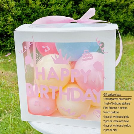Syntymäpäivä ilmapallolaatikko läpinäkyvä laatikko STYLE 3 STYLE 3