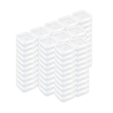 Firkantet mini oppbevaringsbeholdere i klar plast med lokk for små gjenstander (1,77x1,77x0,8 tommer)