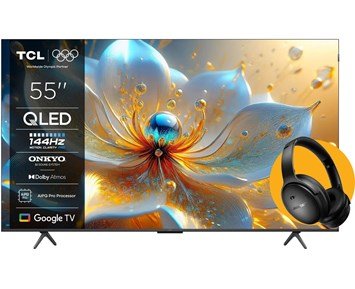 TCL-55T8C + Bose QuietComfort SC - Headphones - Black-TCL 55" T8C 4K 144 Hz QLED Smart TV & Bose hodetelefoner-46–55 tommer