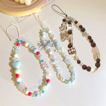 Bowkont Beads Phone Chain Love Bear Hängande rep Kameralins