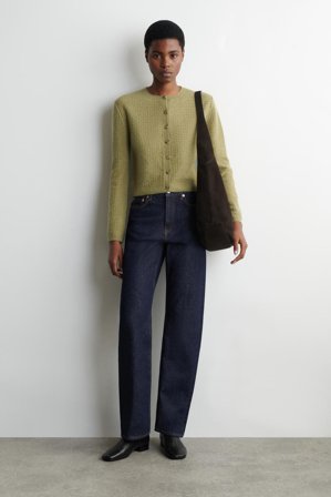 COS Women's Cárdigan De Mezcla De Mohair De Punto Zigzag in Verde