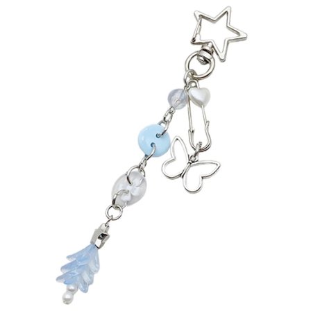 Iøjnefaldende nøglering med perler, stilfuld stjerne, træ, sommerfugl, kærlighedshjerte, farverig nøglering, tilbehør til voksne, lilla