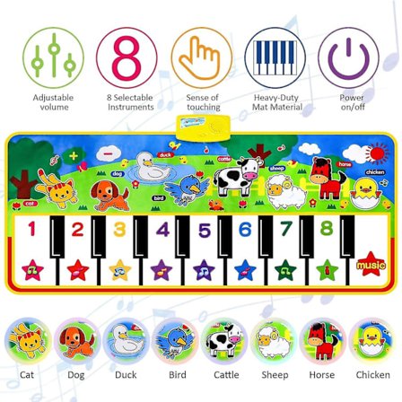 Pianomatta, Stor Musikmatta för Barn Touch Play Musikalisk Matta Piano Golvmatta Dansmatta Presenter Leksaker