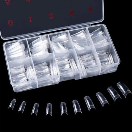 500 st Konstgjorda Naglar Naturlig Akryl Fransk Manikyr Lösnaglar Tips Box Kvinnor Flickor Transparent_MGF