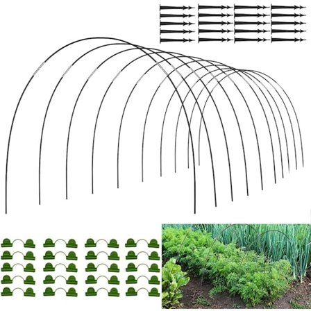Drivhusdæk folie tunnel, buer til folie tunnel, have tunnel, drivhusdæk glasfiber, tunnelbuer til højbed, havedæk