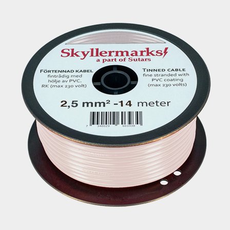 Tinned copper cable Skyllermarks RK, round, single-core, 2.5 mm², 14 meter, white