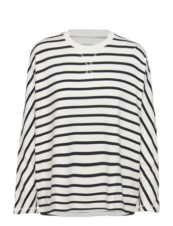 Wave Sweat Stripe Langærmet T-shirt Hvid Moshi Moshi Mind