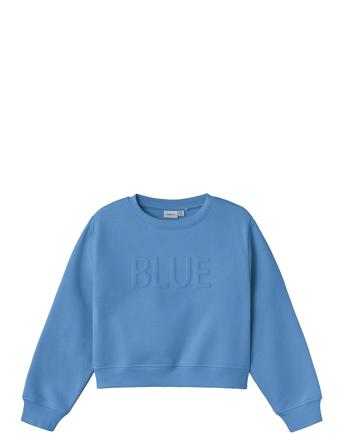 Nkfkalisse Ls Short Loose Sweat Bru Tops Sweat-shirts & Hoodies Sweat-shirts Blue Name It