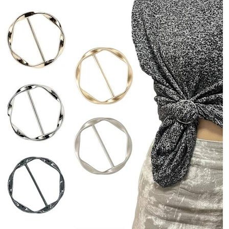 /EA/5-pakke skjerfklips, T-skjorteklips for damemote, metall rund spenne