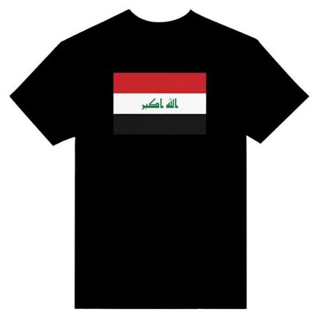 T-shirt - PIXELFORMA - Irak Flag - Black - 100% Cotton - Short Sleeves - Classic Fit