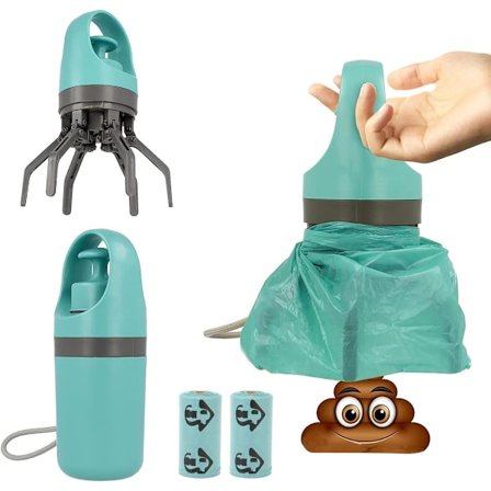 Berøringsfri hundeposeopsamler med 2 poser til små, mellemstore og store hunde, bærbar affaldsvælger