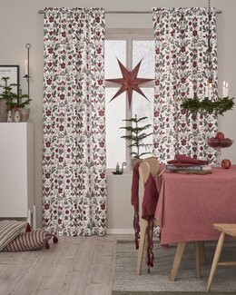 Sivuverho jouluaiheisella kuviolla Granaattiomena 2/pak Valkoinen