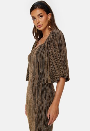 Bubbleroom Occasion Lova-Lii Sparkling Midi Dress Gold / Black Klær