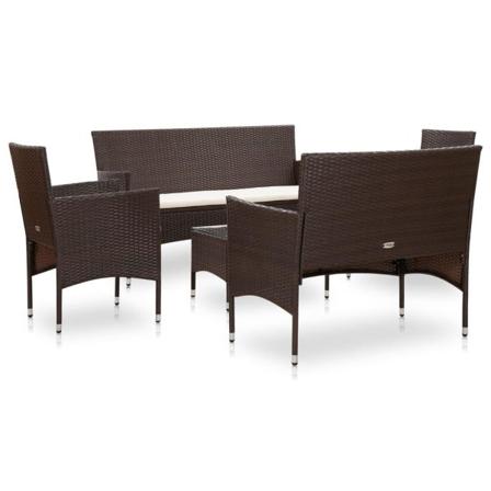 Vidaxl Loungeset För Trädgården Med Dynor 5 Delar Konstrotting B Brun