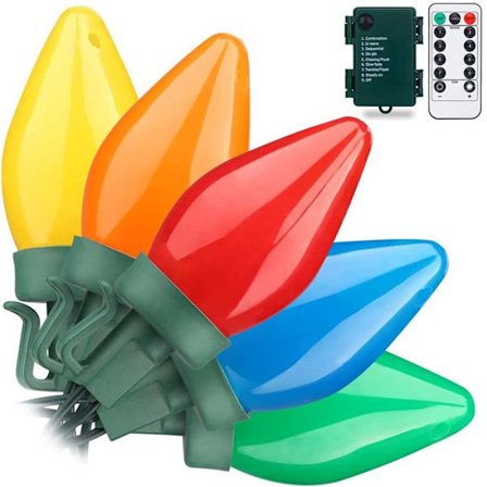 ROSNEK Sæt med 2 LED Lyskæde Lysguirlande med batteri - Multifarvet - til juletræer/udendørs/have, 5m 20 LEDs