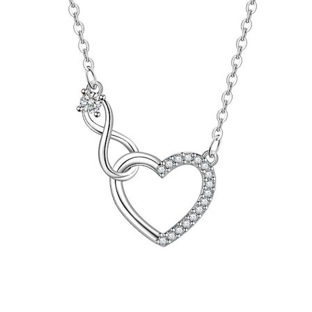 Halskæde med vedhæng 925 sølv dame sølvkæde zirkonia hjerte uendelighed jul