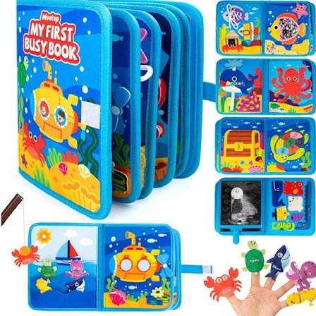 Min Første Aktivitetsbog – Børne Stoffbog Med Undervandsleg & Hånddukker (0-4 År)