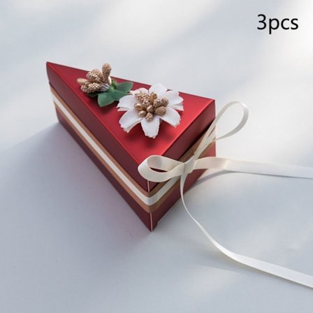 3 stk trekantet gaveæske Håndlavet karton RØD S