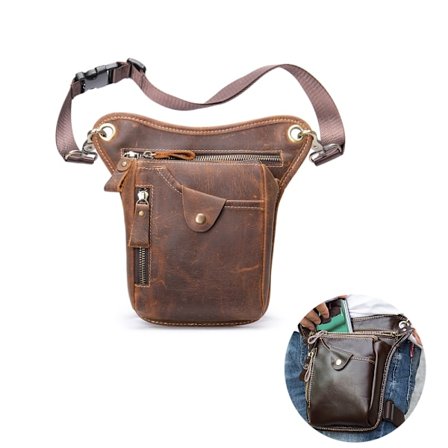 Ekte skinn herre belteveske Fanny Pack midjeveske belte menn skinn rumpevesker pengebelte skulder vesker for menn midjeveske (Crazy Horse Coffee)
