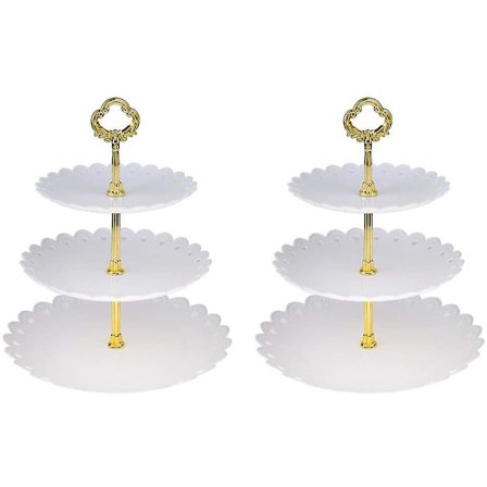 3-etasjers kakefat kakestativ (svart)