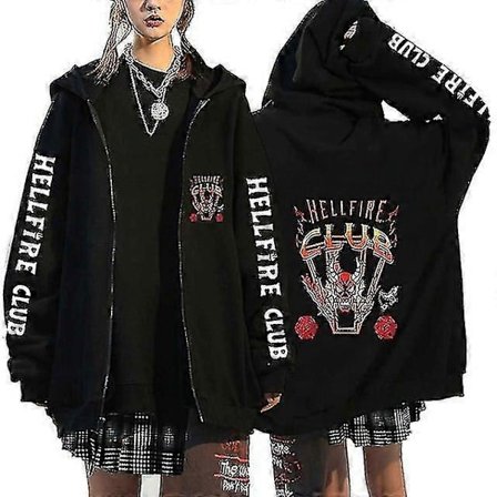 Stranger Things anime zip-up hoodie långärmad avslappnad oversized sweatshirt