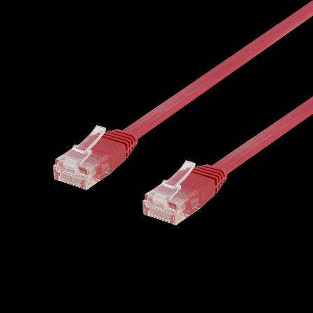 DELTACO Cat6 network cable, flat, 3m, 250MHz, red
