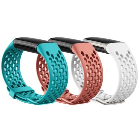 INF Fitbit Charge 5 armbånd sport silikon 3-pak Turkis/Korall/Hvit