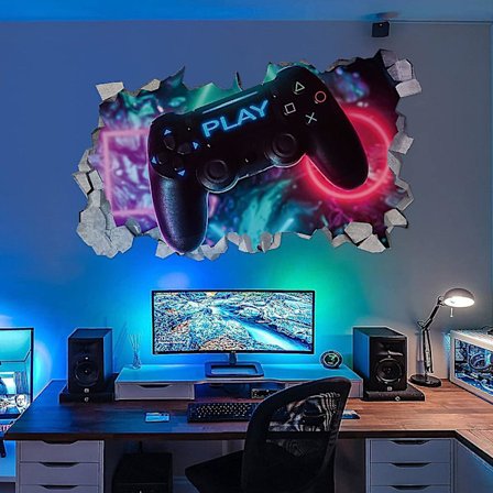 3D Gamer Veggdekor, Gamer Poster Veggdekorasjon, Gutterom Veggklistremerke, Moderne Stue Veggdekorasjon, Gutterom Veggklistremerke, Di