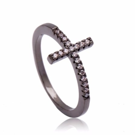 18K SVART Guldfyllda guld Filled gulddoublé Ring Cubic Zirconia