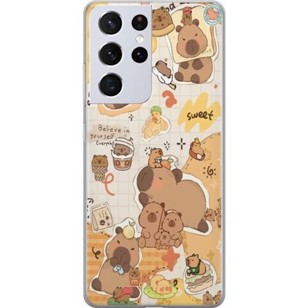 Yhteensopiva Puhelinkuori Samsung Samsung Galaxy S21 Ultra 5G Kawaii capybara mobilskal med gulliga djurmotiv