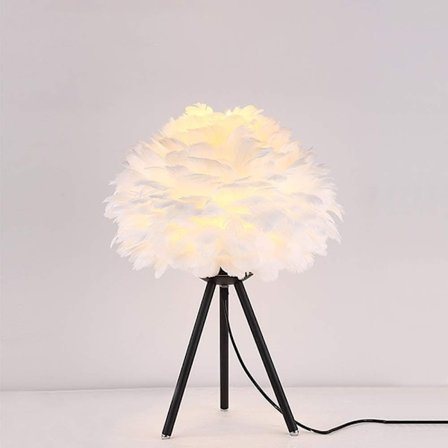 Bordlampe LED Fjer Moderne Sengelampe Dæmpbar Lys Dekoration Kontor Soveværelse