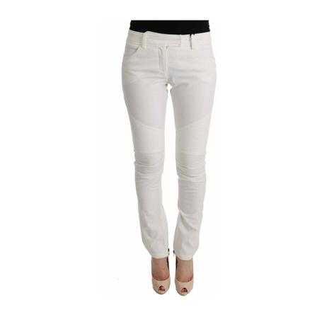 Ermanno Scervino White Cotton Slim Fit Casual Pants , Wit , Dames , Maat: M