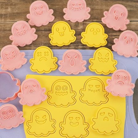 Mini Halloween-dekorasjoner, 3D-spøkelsesformer, pakke med 12[D]