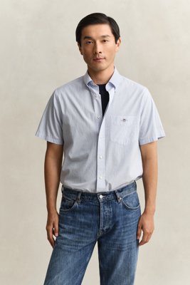 GANT - Gingham Classic Poplin Kortermet Skjorte til herre light blue